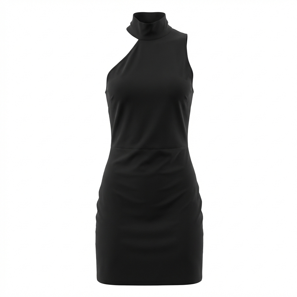 Boston Proper Black Asymmetric One Shoulder Dress 4 - Picture 3 of 10